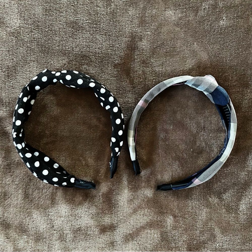 Set of Girls 2 Polka Dot and Plaid Headbands